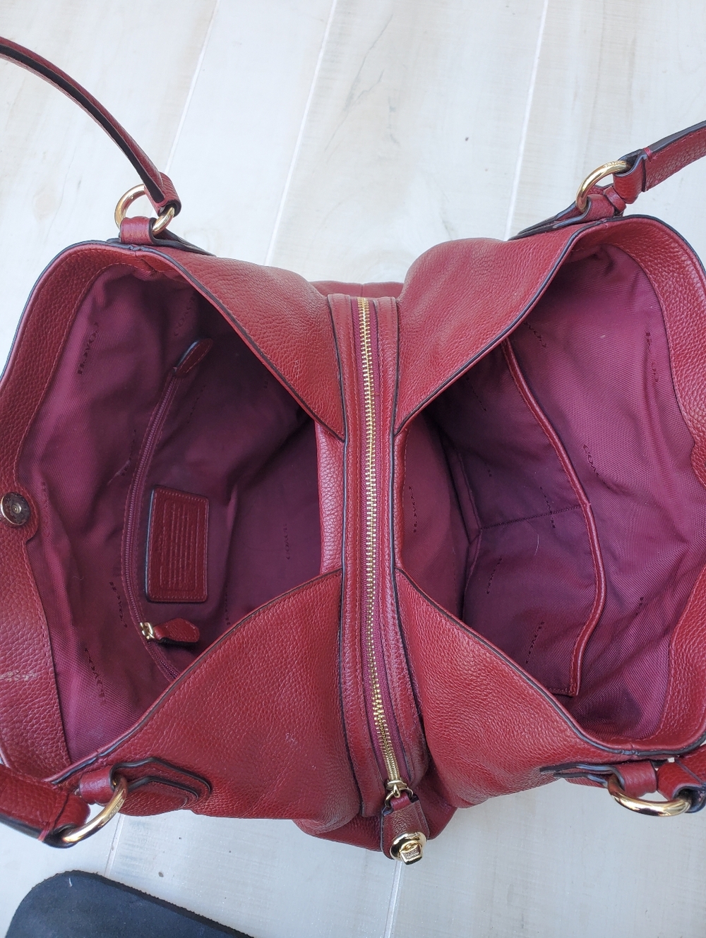 Coach Edie Hobo Satchel In Burgundy - Picture 7 of 11